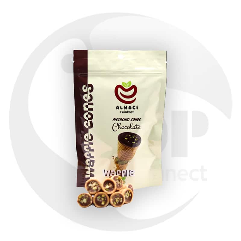 Almaci Pistachio Cones Chocolate Waffle 90g - 12er Pack
