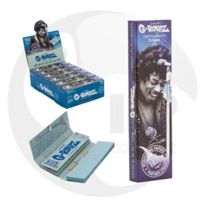 G-Rollz | Rolling Papers - Blue Spark Ungebleicht – 50 King Size Slim Papers + Tips (24er Display)