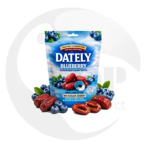Dately Blueberry 100g Shisha Tabak Packung frontal auf weißem Hintergrund